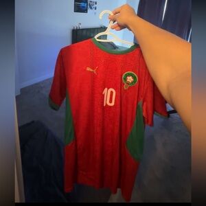 Puma Red and Green Morroco Soccer Jersey
